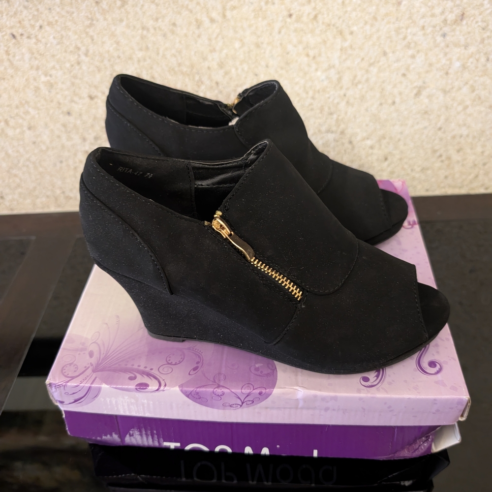 Black Wedge Ankle Boots